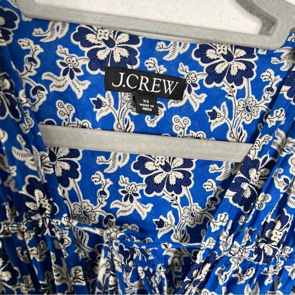J. Crew Dress Women’s XS Blue Floral Mini Lace Neck Long Sleeve HH